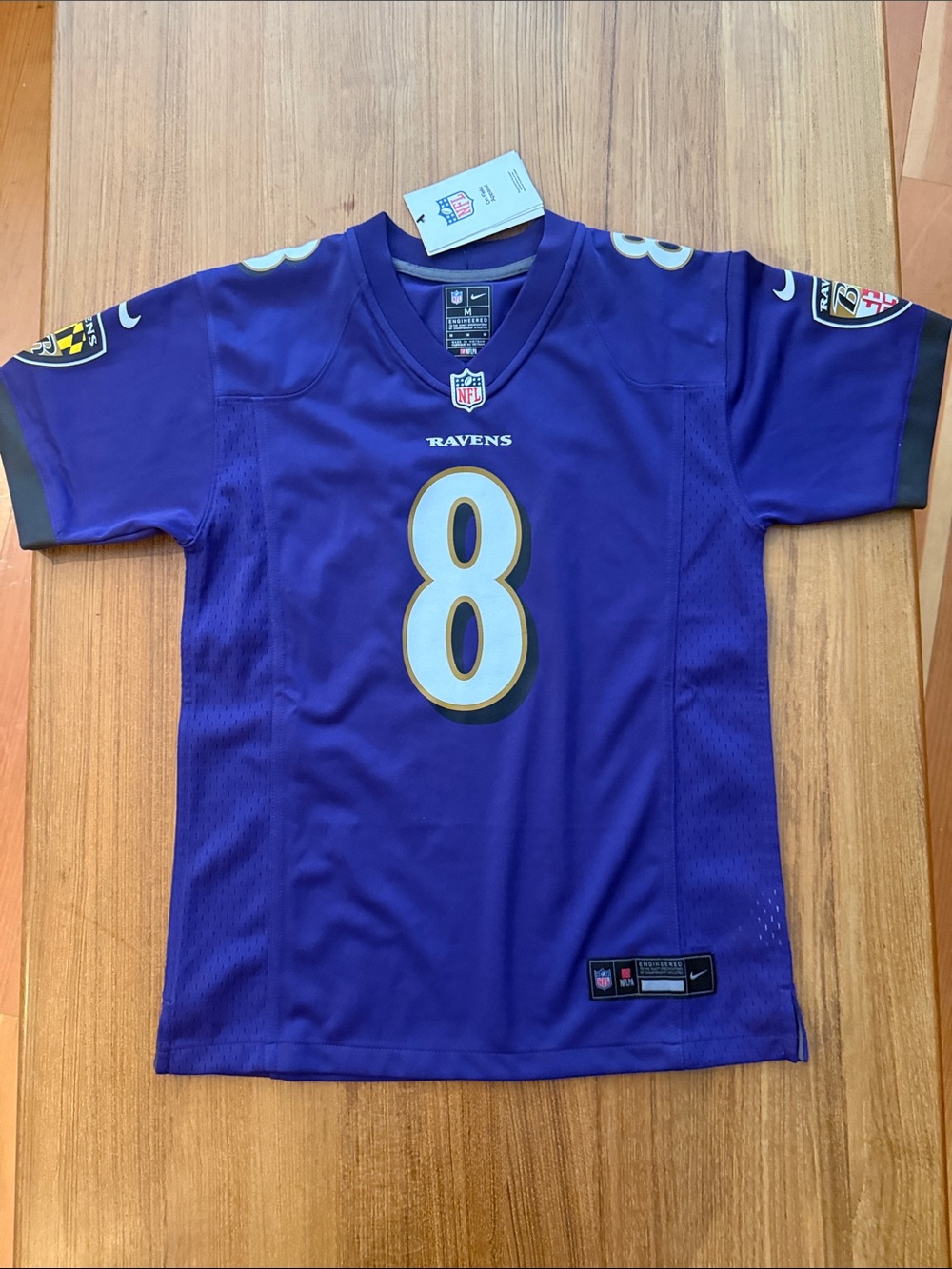 Lamar Jackson Purple Game Jersey, size Youth Medium — NWT